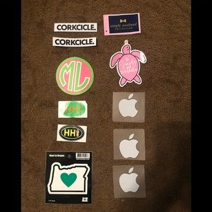 An asst of stickers: S Southern/Apple/Corkcicle